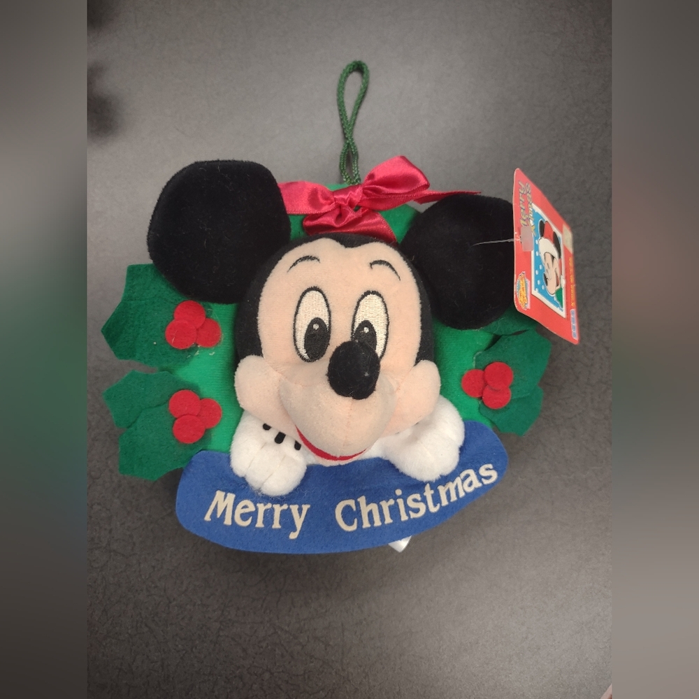 Disney Mickey Mouse Christmas Wreath Ornament - Black, Green, Red, Blue